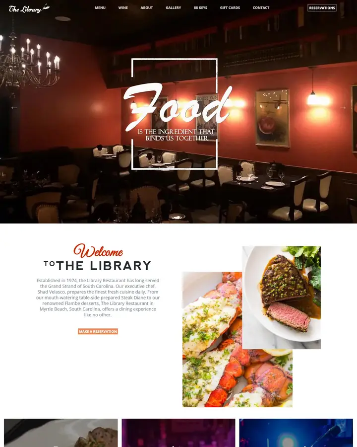 The Library Restaurant website