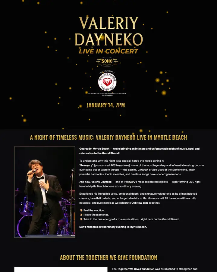 Valeriy Dayneko Live in Myrtle Beach website